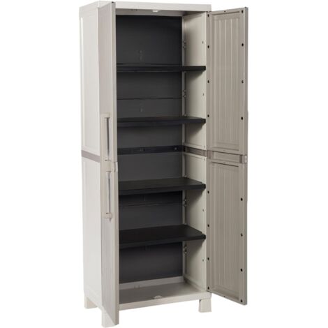 PLASTMECCANICA tuttopiani con 4 Ripiani, in plastica da Interni ed esterni, colore Grigio Tortora/Grigio Chiaro, dimensioni cm 65x37x165