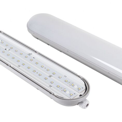 Armadura estanca linestra x2 60cm ip65 1x12w led 1200lm 6400k 130° l.60xan.7,6xal.6,7cm gris