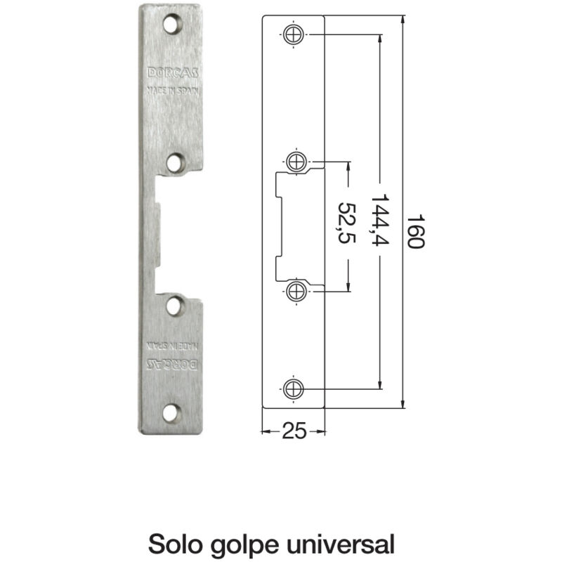 

Placa Cuerpo Cierre Electrico Sin Corte 25Mm Inox - Inox Mate
