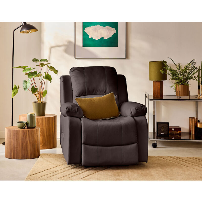 Bestmobilier - Armand - fauteuil relax électrique en cuir vegan - marron