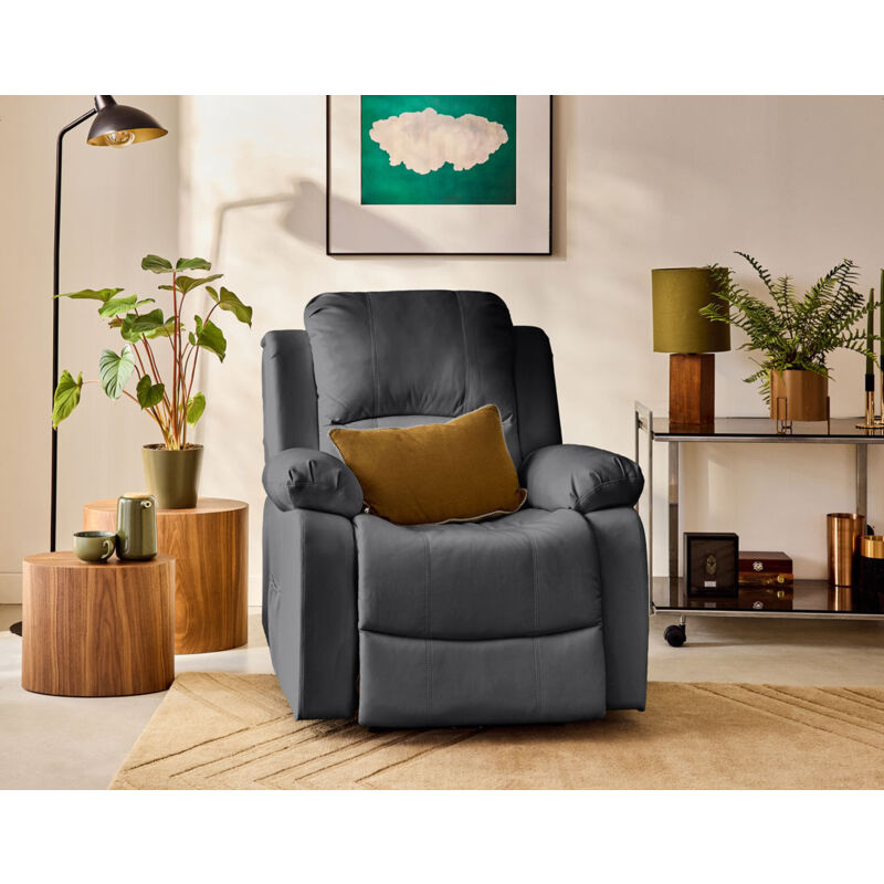 Armand - fauteuil relax électrique en cuir vegan - gris