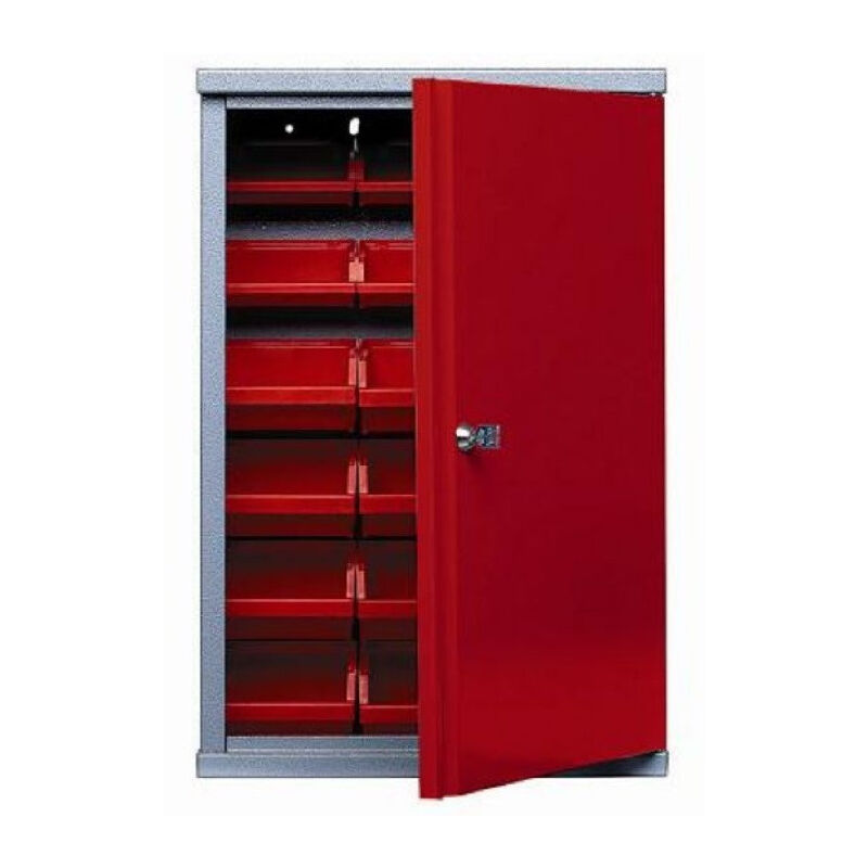 

Kupper - Armario de pared de 1 puerta y 18 cajas de almacenamiento - Rojo