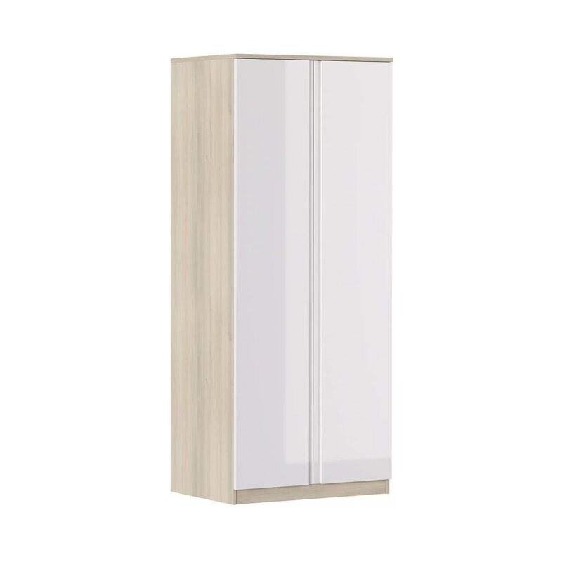 

Armario 80x190H cm Blanco brillante y Roble con dos puertas serie Oslo | roble y blanco