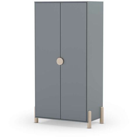 Armario 2 puertas abatible Emma acabado verde kaki/cera blanca, 92.8cm(Ancho) 45cm(Fondo) 180cm(Alto
