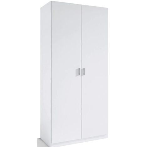 Armario 2 puertas abatibles acabado blanco 180 cm(alto)80 cm(ancho)50 cm(fondo)