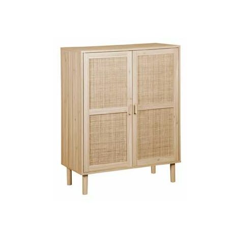 Armario 2 puertas abatibles Decor acabado pino/rattan, 110cm(alto) 80cm(ancho) 40cm(fondo)