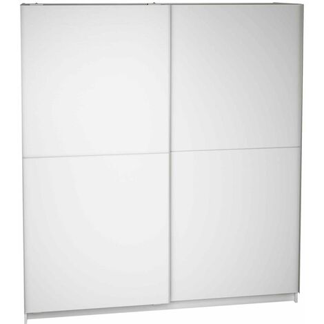 Armario 2 puertas correderas acabado en blanco poro, 200 cm(alto)180 cm(ancho)60 cm(fondo)
