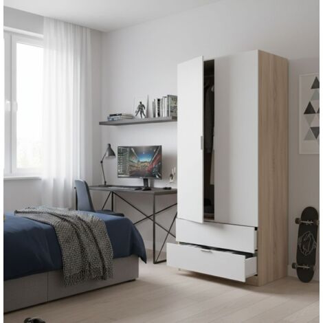 Armario 2 Puertas - Dormitorio Blanco 52x180h cm