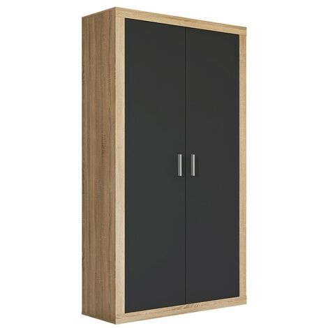 duehome | Armario de 2 Puertas Correderas, Armario Doble, Modelo Uniq 180,  Acabado en Cambria y Grafito, Medidas: 180 cm (Largo) x 207,6 cm (Alto) x