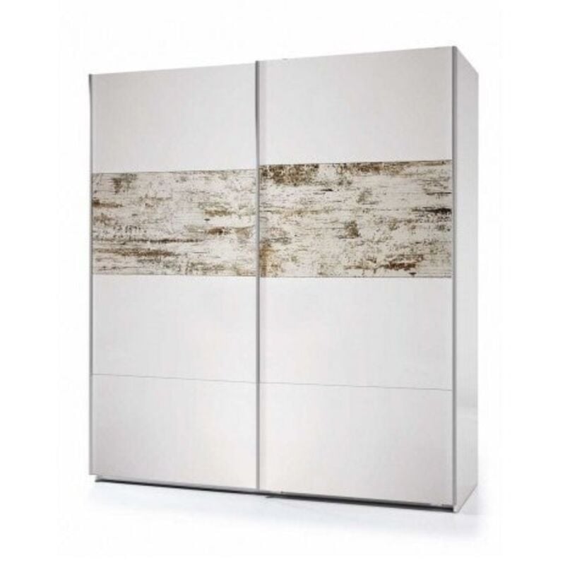 

Armario 180x200H cm Blanco brillante y Vintage 2 puertas correderas | color