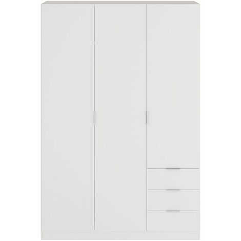 Armario 3 puertas 3 cajones blanco