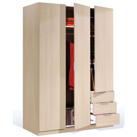 Armario 3 puertas 3 cajones roble