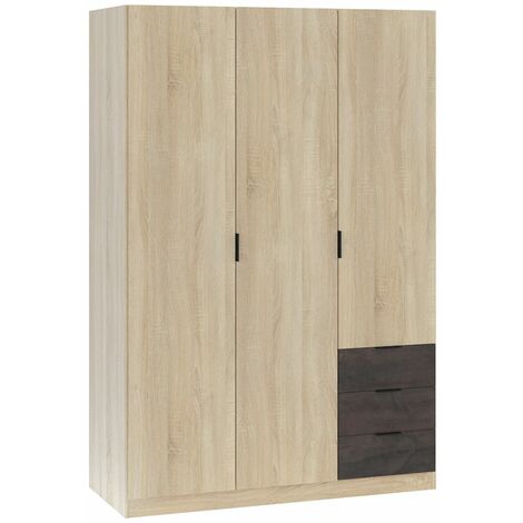 Armario 3 puertas 3 cajones roble oxido