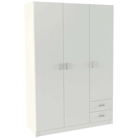 Armario 3 puertas abatibles 2 cajones acabado blanco 180 cm(alto)120 cm(ancho)52 cm(fondo)