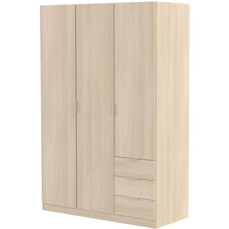 Armario 3 puertas abatibles 3 cajones acabado roble. 180cm(alto). 121cm(ancho). 52cm(fondo).