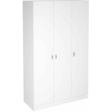 Armario 3 puertas abatibles acabado blanco, 200 cm(alto)128,2 cm(ancho)52 cm(fondo)