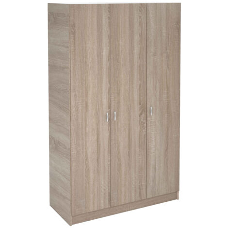 Armario 3 puertas abatibles acabado roble cortez/blanco, 200 cm(alto)128,2 cm(ancho)52 cm(fondo)