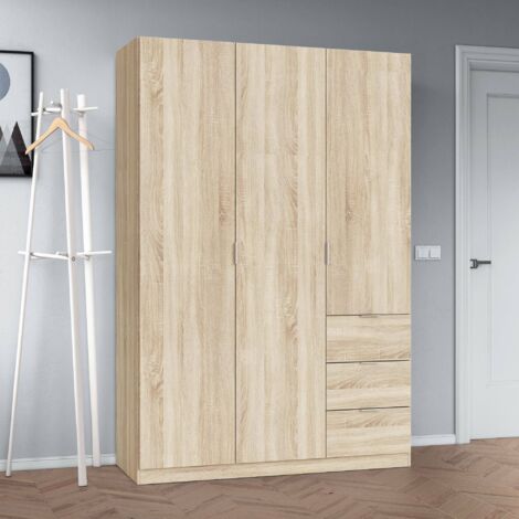 Armario 3 Puertas - Dormitorio Roble Marrón 52x135 cm