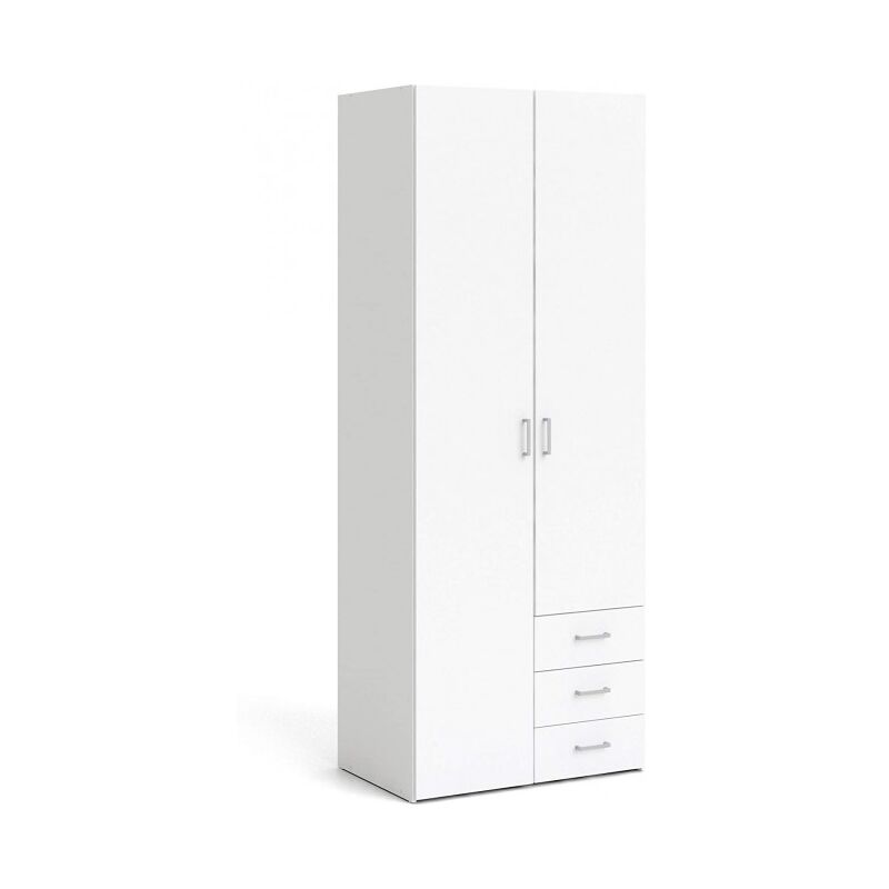 

Armario 77x200H cm Blanco mate con dos puertas y tres cajones | Blanco