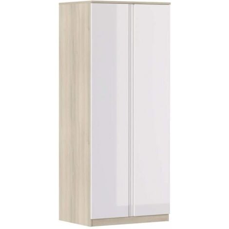 Armario 80x190 cm blanco brillo y roble con dos puertas - Cosenza