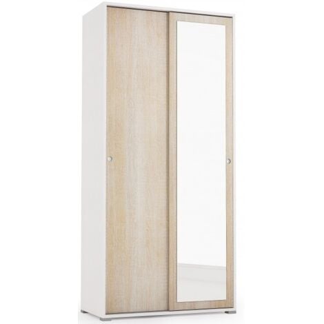 Armario 90x195h fresno blanco y roble - Plutone