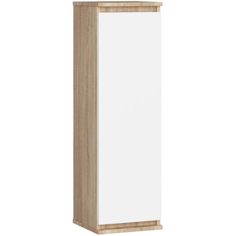 Armario AKORD W30 Roble Sonoma 30 cm 1 puerta frente en color Blanco 3 estantes 30x30x99 cm