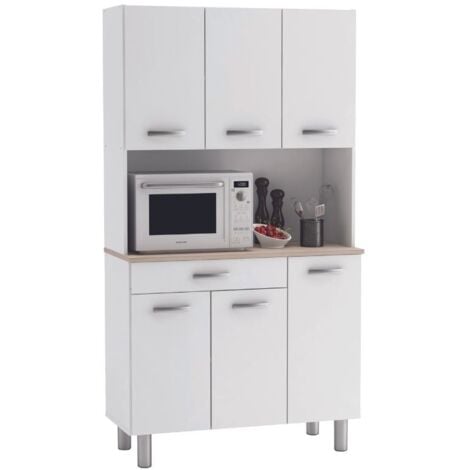 Alacena de cocina 3 cajones 4 puertas HOMCOM 100x39,5x183,5cm blanco