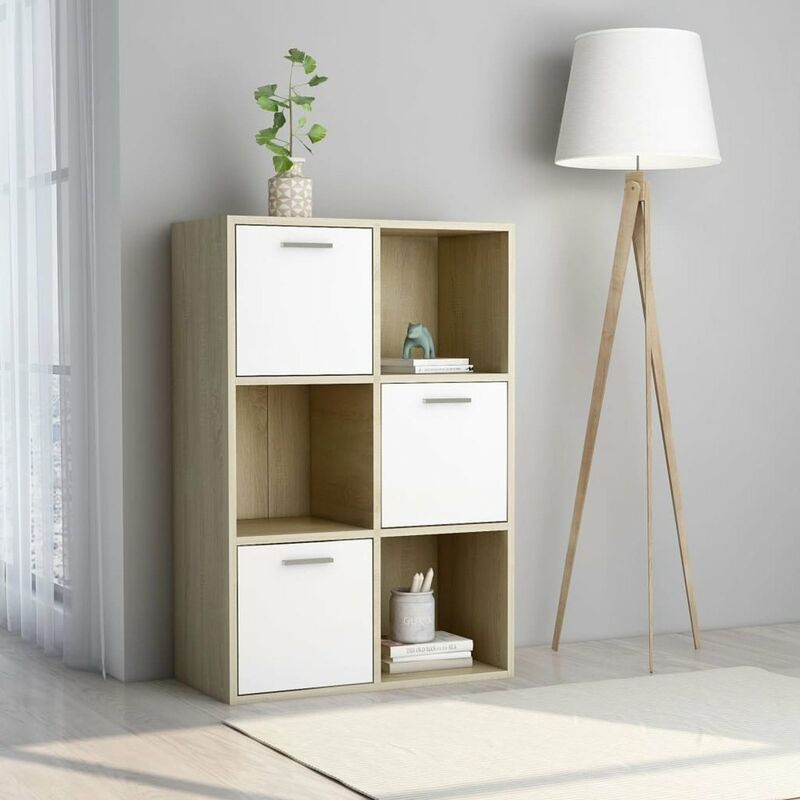 

Armario almacenaje aglomerado blanco roble Sonoma 60x29,5x90 cm