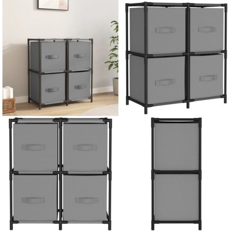 Armario almacenaje de acero con 4 cestas tela gris 63x30x71 cm - Cestas de tela - Almacenamiento de objetos