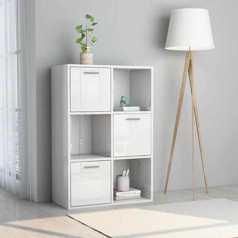 

Happyshopping - Armario almacenamiento aglomerado blanco brillante 60x29,5x90cm