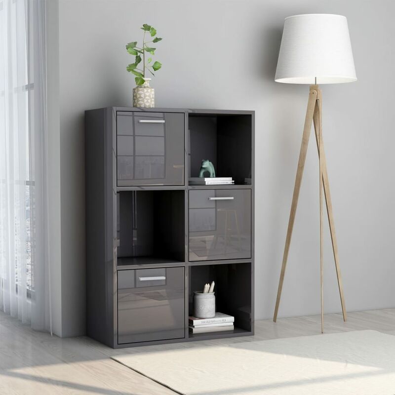 

Armario almacenamiento aglomerado gris brillante 60x29,5x90 cm - Gris