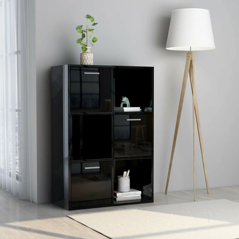

Armario almacenamiento aglomerado negro brillante 60x29,5x90 cm - Negro