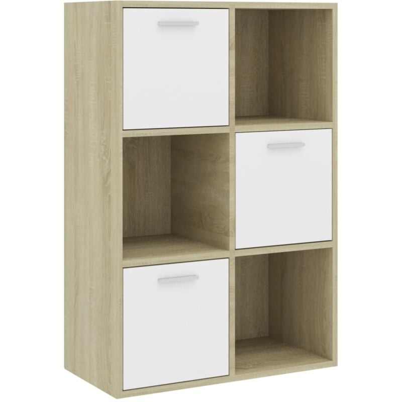 

vidaXL Armario de Almacenamiento Aglomerado 60x29,5x90 cm Blanco Roble Sonoma - Blanco