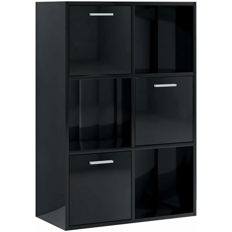 

vidaXL Armario de Almacenamiento Aglomerado 60x29,5x90 cm Negro Brillante - Negro