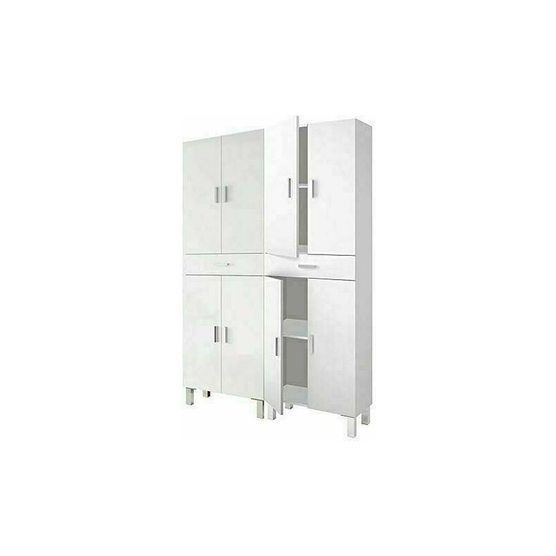 

Conjunto Armarios altos baño auxiliar acabado Blanco Brillo, 180 cm (alto) x 142 cm (ancho) x 25 cm (fondo)