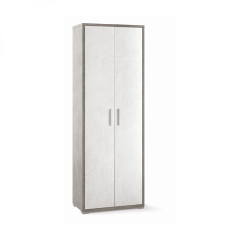 Armario alto multiusos de dos puertas Cemento Blanco 71x41x h199 cm