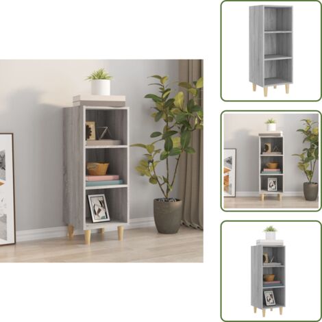 Armario alto - vidaXL Aparador de madera contrachapada gris Sonoma 34,5x32,5x90 cm - Almacenamiento organizado