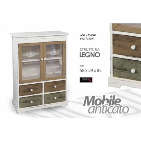 Armario antiguo con cajones vitrinas cm 58 x 29 x 85 h