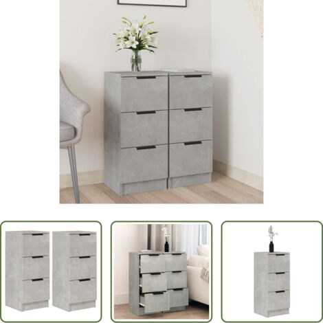 Armario -  Aparador 2 uds madera contrachapada gris hormigón 30x30x70 cm