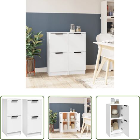 Armario -  Aparadores 2 uds madera contrachapada blanco 30x30x70 cm