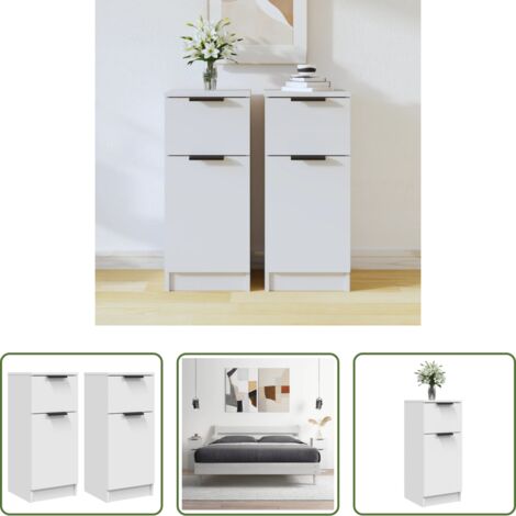 Armario -  Aparadores 2 uds madera contrachapada blanco 30x30x70 cm