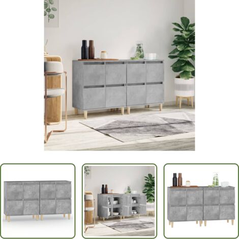 Armario -  Aparadores 2 uds madera contrachapada gris hormigón 60x35x70 cm