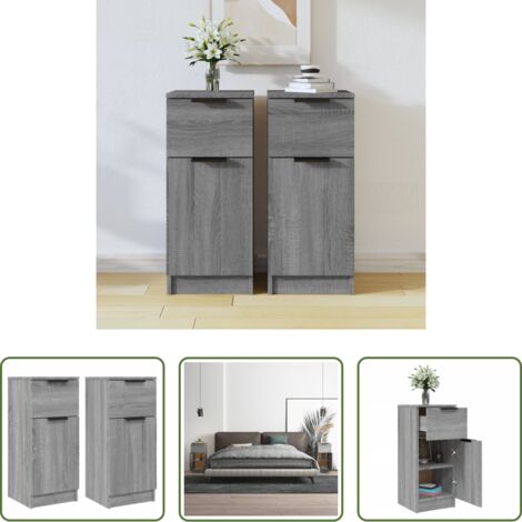 Armario -  Aparadores 2 uds madera contrachapada gris Sonoma 30x30x70 cm