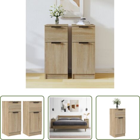 Armario -  Aparadores 2 uds madera contrachapada roble Sonoma 30x30x70 cm