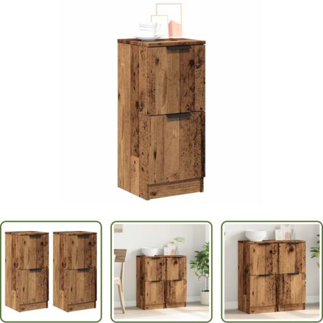 Armario -  Aparadores 2 uds madera ingeniería madera envejecida 30x30x70cm