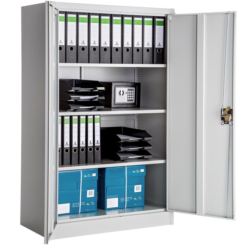 

Tectake - Armario archivador con cierre de seguridad y 4 alturas - armario metálico de oficina, mueble archivador de acero con cerradura, armario de