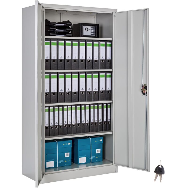 

Tectake - Armario archivador con cierre de seguridad y 5 alturas - armario metálico de oficina, mueble archivador de acero con cerradura, armario de