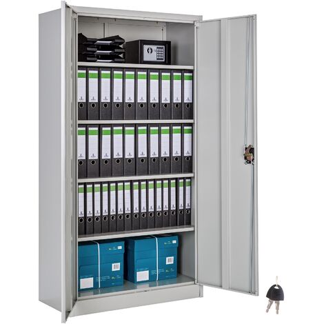 Armario archivador con cierre de seguridad y 5 alturas - armario metálico de oficina, mueble archivador de acero con cerradura, armario de metal multiusos