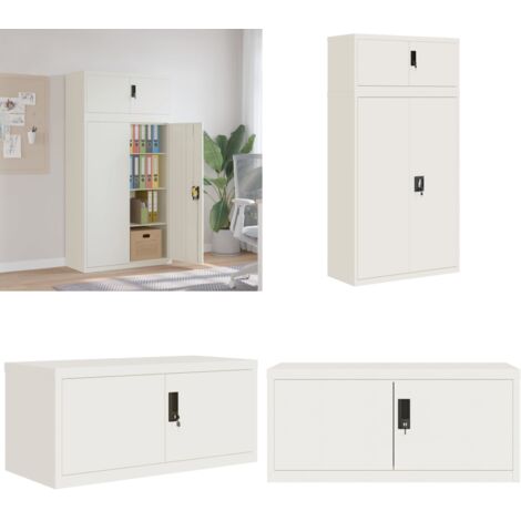Armario archivador de acero blanco 90x40x180 cm - Armario de acero - Estantes ajustables