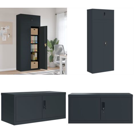 Armario archivador de acero gris antracita 90x40x220 cm - Archivador de oficina - Armario de acero